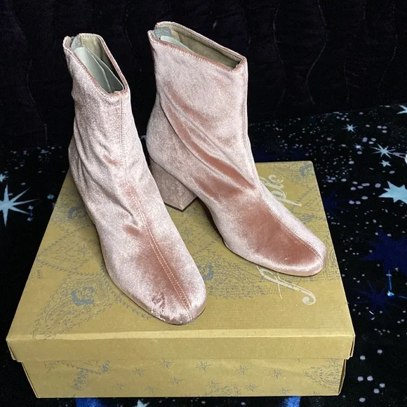 free people VELVET CECILE ANKLE BOOTS ROSE size 38 - Picture 12 of 13